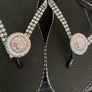 Black and Silver Flip Flops